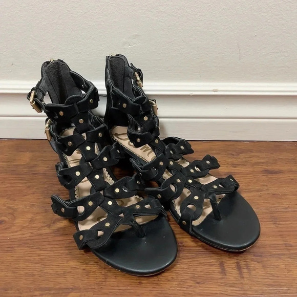 Sam Edelman Draper Cage Gladiator Black Sandals - Picture 2 of 14